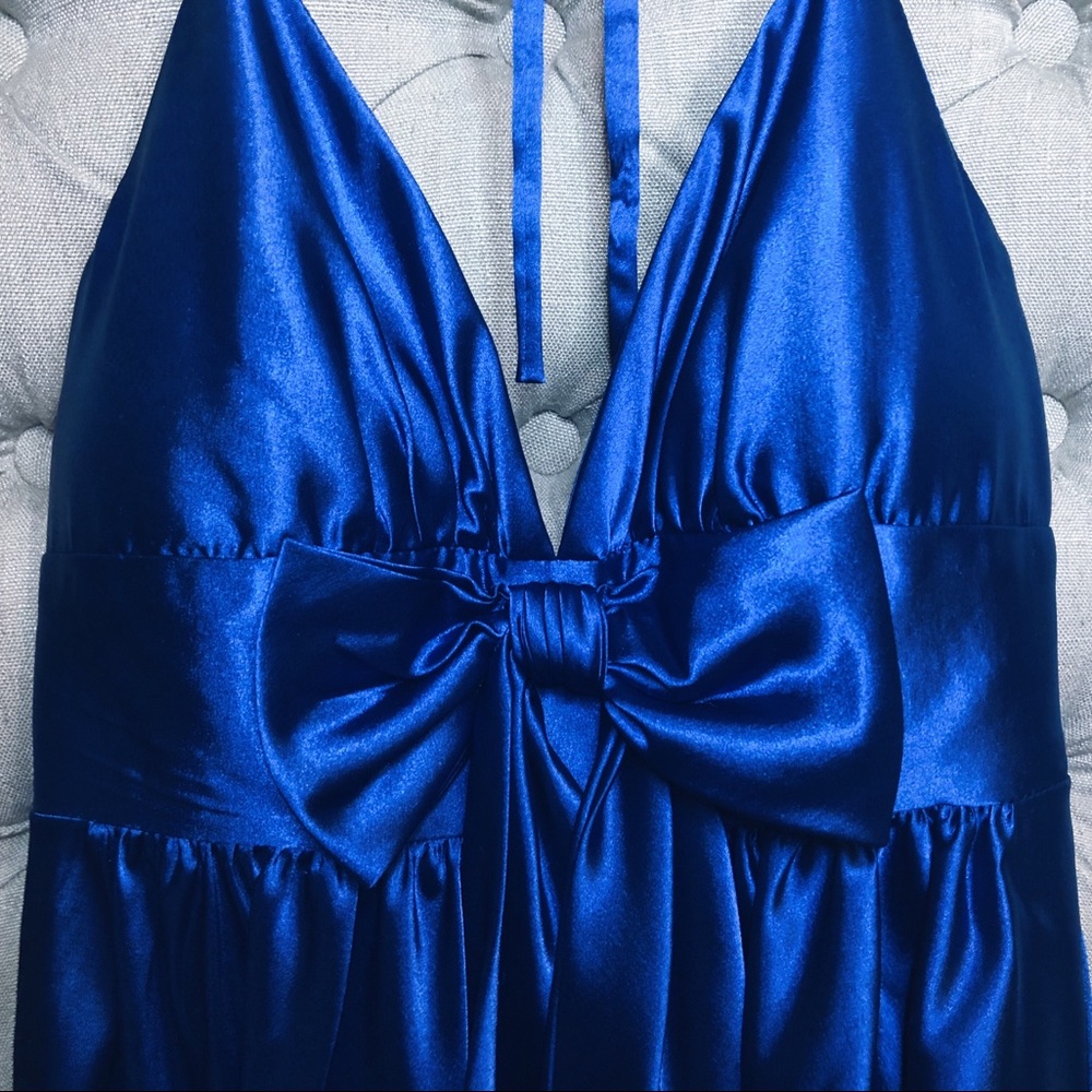 Blue mini halter dress